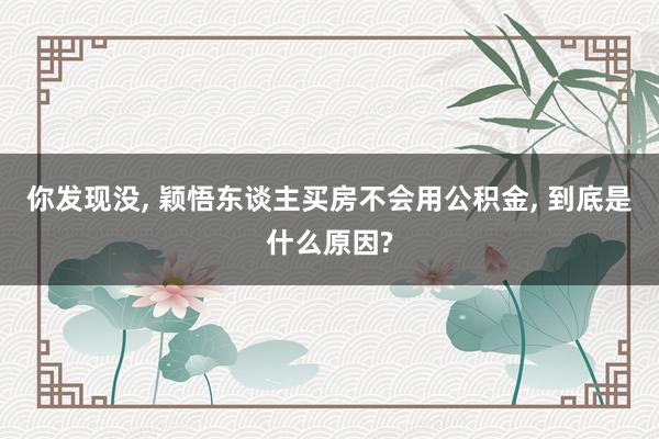 你发现没, 颖悟东谈主买房不会用公积金, 到底是什么原因?